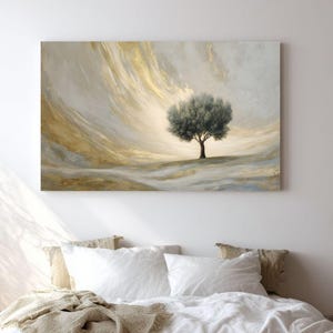 Spiritual Olive Tree Canvas | Christian Wall Art, Large Jesus Tree Print, Bible Inspired Decor, Modern Christian Painting, Scripture Art