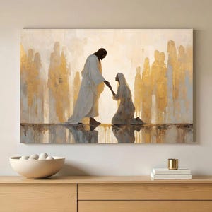 Jesus Heals Canvas Art: Bible Story, Christian Wall Decor