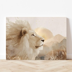 Lion of Judah Wall Art | Modern Christian Lion Painting, Jesus Lion Canvas, Bold Faith Animal Print, Spiritual Strength Home Decor
