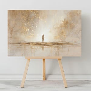 Jesus Walking on Water Canvas Print: Neutral Gold Christian Wall Art