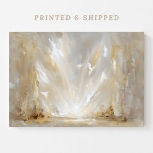 Abstract Ascension of Christ Canvas | Light & Doves Painting, He Is Risen Wall Art, Modern Christian Home Decor, Spiritual Glory Artwork