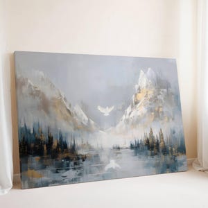 Modern Holy Spirit Wall Art | Neutral Gold Modern Christian Painting, Holy Spirit Wall Art, Large Holy Spirit Painting, Holy Spirit Dove