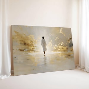 Jesus Walks on Water Canvas Art: Modern Christian Home Decor