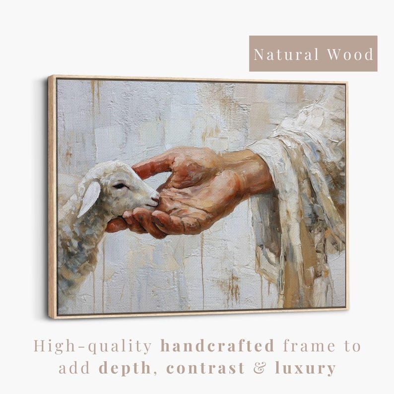 Lost Lamb Painting | Modern Jesus Wall Art, Christian Canvas, He Left The 99 image 3