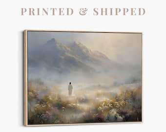 The Good Shepherd Large Canvas | Christian Wall Art, Psalm 23 Painting, Faith Decor