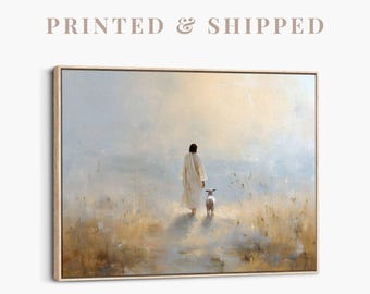 Lost Sheep Canvas | Modern Good Shepherd Painting, He Left The 99 Wall Art