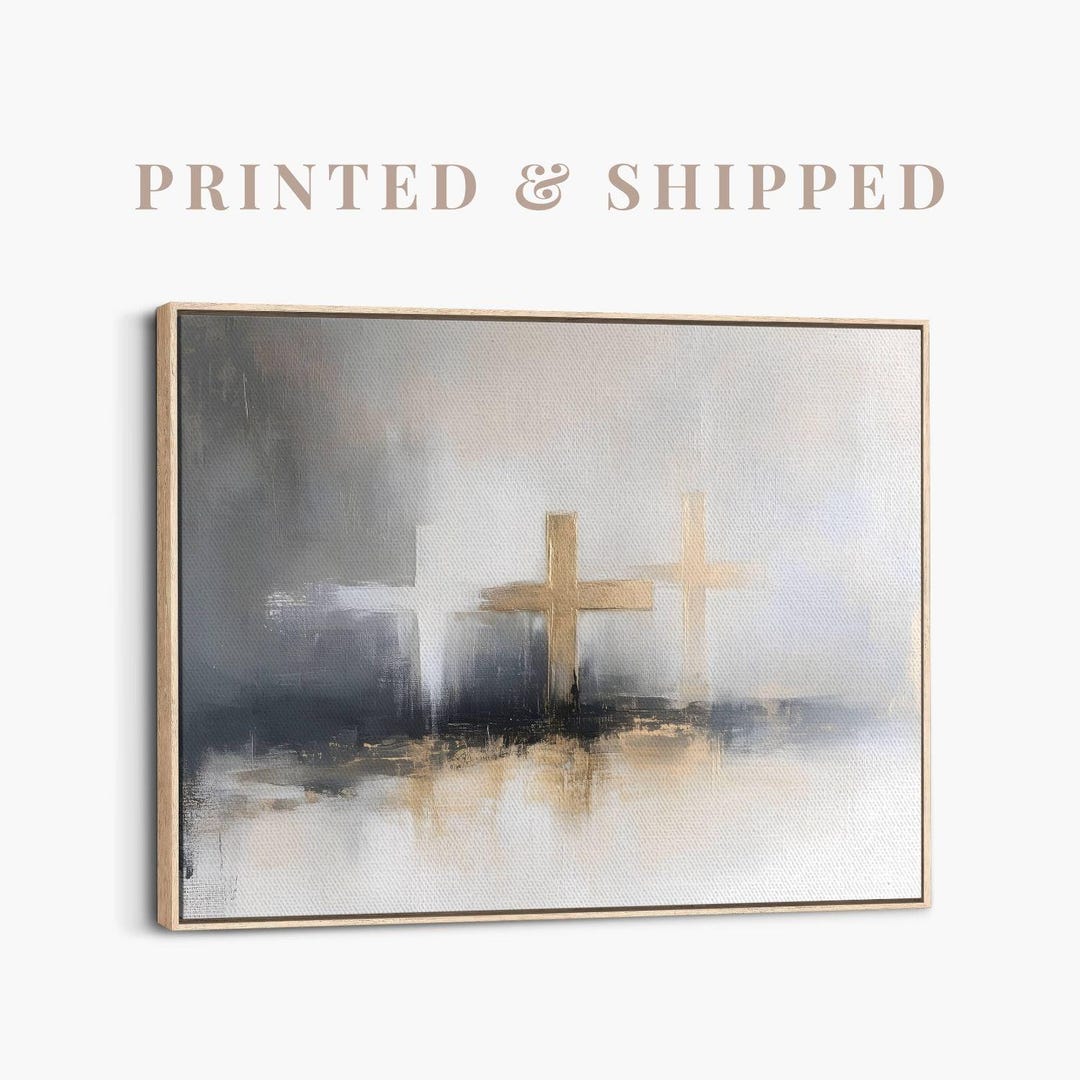 Three Crosses Canvas | Christian Wall Art, Abstract Faith Painting, He ...