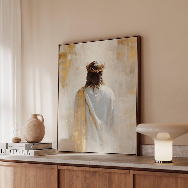Jesus With Crown of Thorns Christian Wall Art | Framed Jesus Painting ...