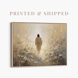 Psalm 23 Painting | Framed Jesus Artwork, The Lord Is My Shepherd, Modern Christian Wall Art