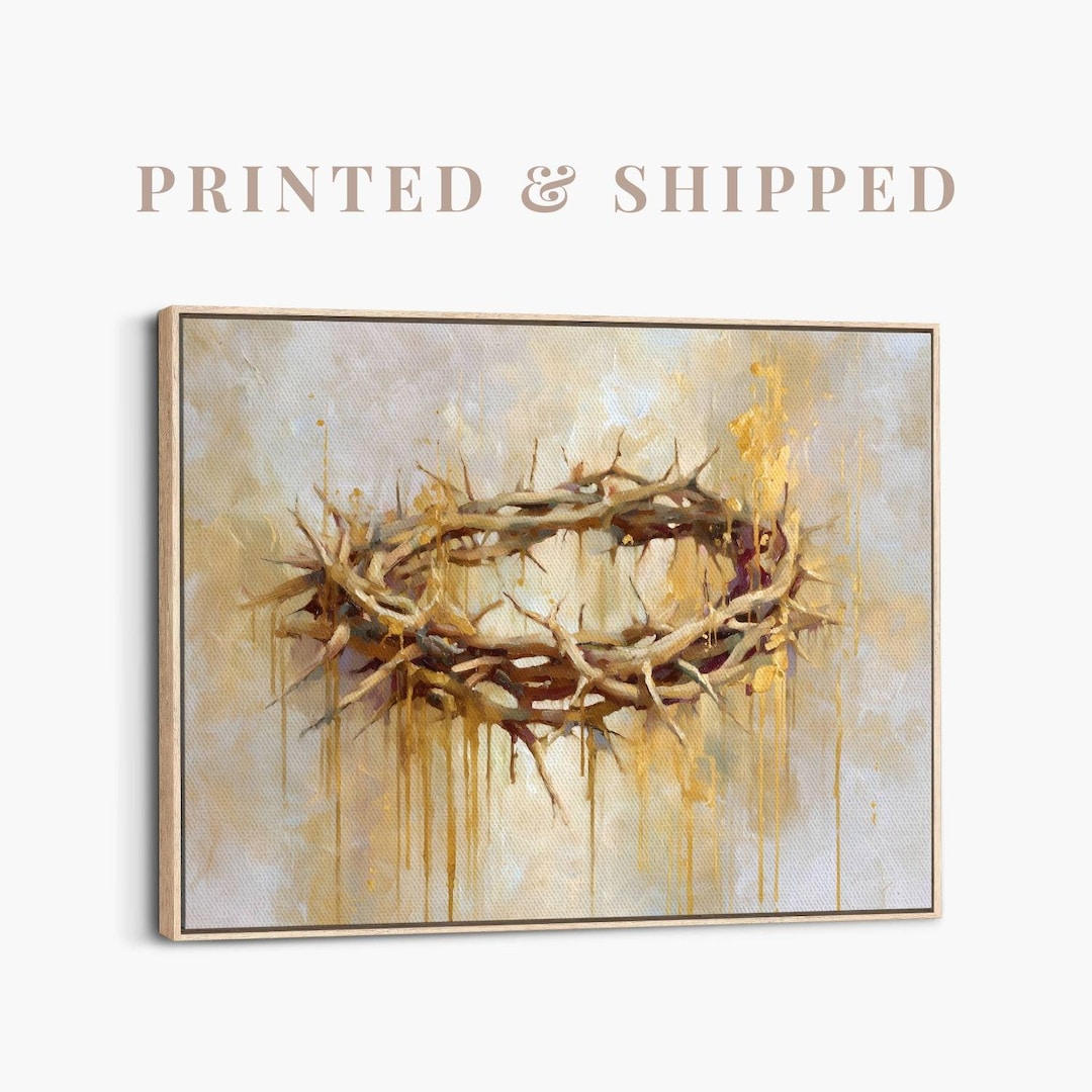 Gold Crown of Thorns Christian Wall Art | Passion of Christ Painting ...