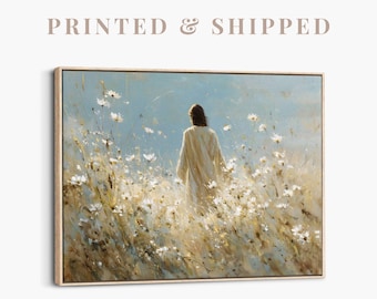 Wildflowers Jesus Canvas Art | Modern Christian Home Decor, Modern Biblical Painting