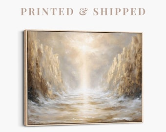 Red Sea Parting Artwork | Modern Christian Wall Art, Framed Moses Exodus Painting