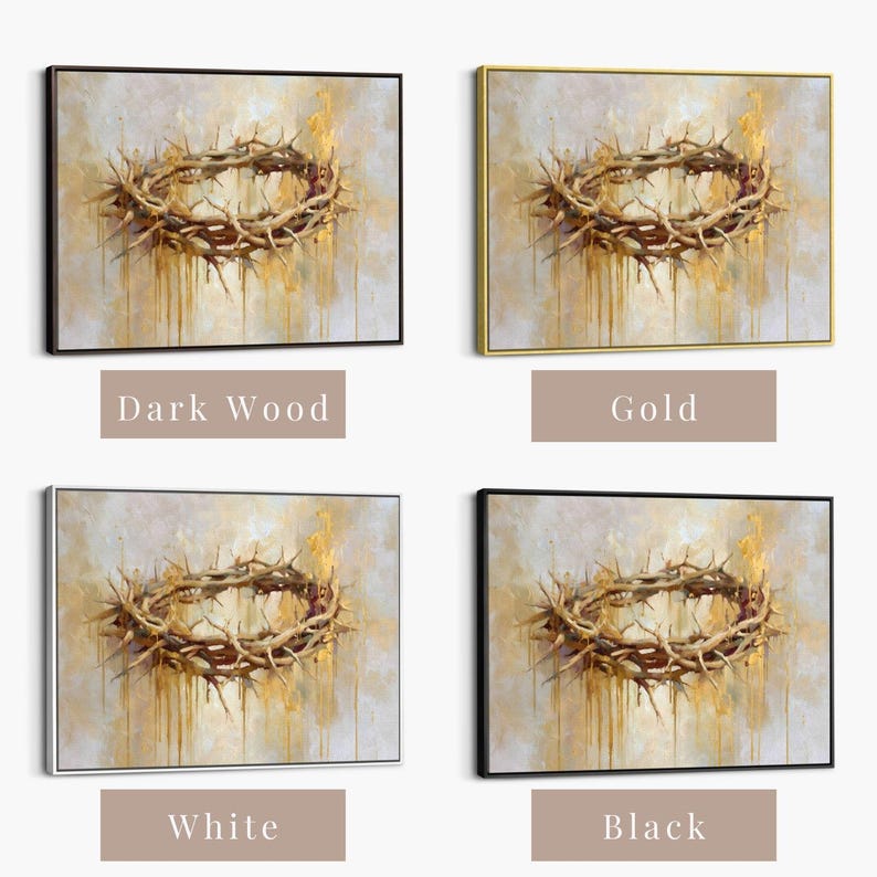 Gold Crown of Thorns Christian Wall Art | Passion of Christ Painting ...