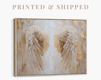 Guardian Angel Wings Wall Art | Large Christian Canvas Print, Spiritual Religious Home Decor