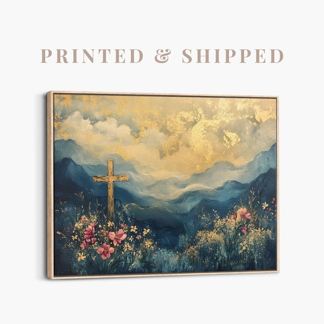 Christian Cross Artwork | He is Risen Painting, Jesus Resurrection Wall ...