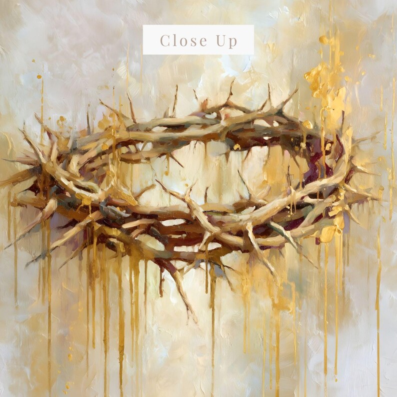 Gold Crown of Thorns Christian Wall Art | Passion of Christ Painting ...