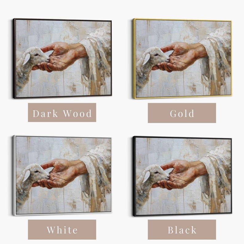 Lost Lamb Painting | Modern Jesus Wall Art, Christian Canvas, He Left The 99 image 4