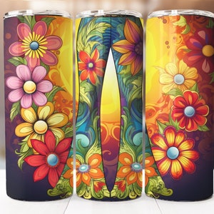 Retro Hippie Bell Bottoms Sublimation Design, 20oz Skinny Tumbler Digital Download PNG, Tumbler Wrap