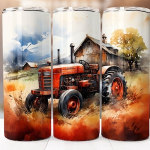 Atrament alkoholowy ciągnik rolniczy projekt sublimacji, 20oz chudy kubek cyfrowy do pobrania PNG, opakowanie na kubek