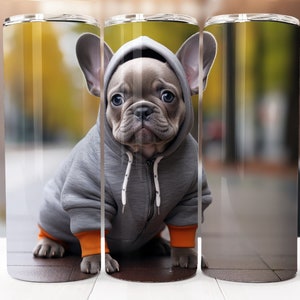 French Bulldog Sublimation Design, 20oz Skinny Tumbler Digital Download PNG, Tumbler Wrap