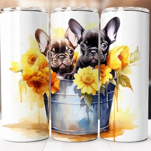 French Bulldog Sublimation Design, 20oz Skinny Tumbler Digital Download PNG, Tumbler Wrap