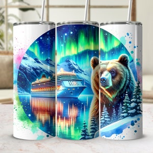 Alaska Cruise Sublimation Design, 20oz Skinny Tumbler Digital Download PNG, Alaska Cruise Tumbler Wrap