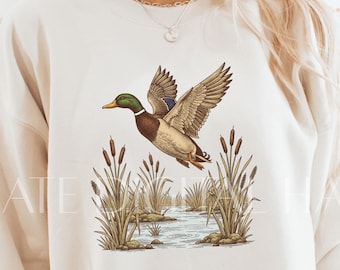 Vintage Mallard Duck PNG, Mallard Duck Shirt Design, Flying Mallard png, Retro Duck Hunting png, Hunting Season Sublimation Design