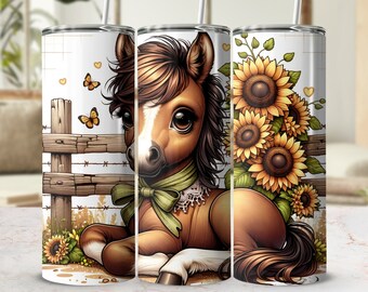 Pferd Sublimationsdesign, 20 Unze Skinny Tumbler Digital Download PNG, Pferd Tumbler Wrap