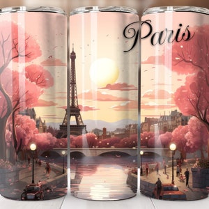 Paris France Sublimation Design, 20oz Skinny Tumbler Digital Download, Paris Tumbler Wrap PNG