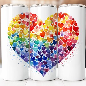 Hearts Sublimation Design, 20oz Skinny Tumbler Digital Download PNG, Hearts Tumbler Wrap, Seamless