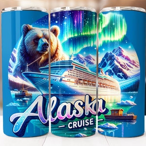 Alaska Cruise Sublimation Design, 20oz Skinny Tumbler Digital Download PNG, Alaska Cruise Tumbler Wrap