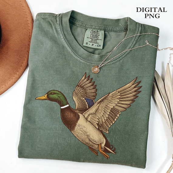 Vintage Mallard Duck PNG, Mallard Duck Shirt Design, Flying Mallard png, Retro Duck Hunting png, Hunting Season Sublimation Design