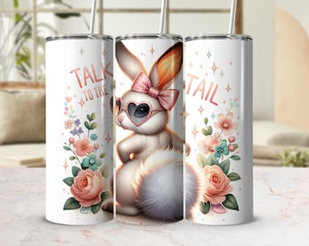Funny Easter Bunny Tumbler Wrap, 20oz Skinny Tumbler Digital Download PNG, Easter Sublimation Design