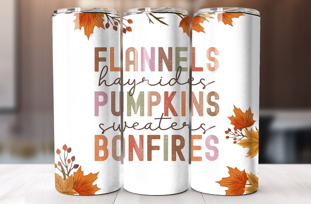 Autumn Fall Sublimation Design, 20oz Skinny Tumbler Digital Download ...