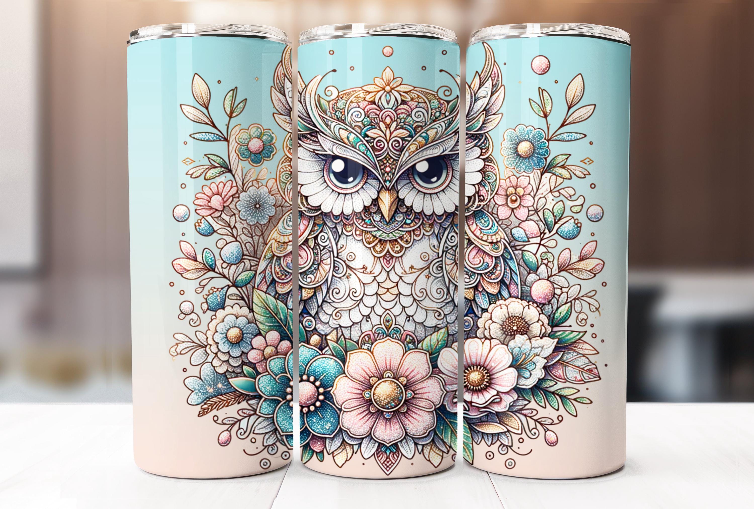 Owl Tumbler Wrap, 20oz Skinny Tumbler Digital Download PNG, Cute Owl Sublimation Design