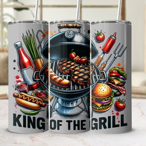 BBQ Grilling Sublimation Design, 20oz Skinny Tumbler Digital Download PNG, BBQ Tumbler Wrap for Dad