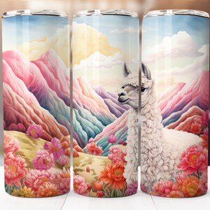 Llama Sublimation Design, 20oz Skinny Tumbler Digital Download PNG, Tumbler Wrap