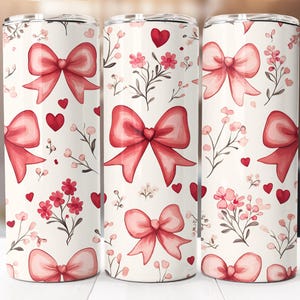 Seamless Coquette Bows Tumbler Wrap, 20oz Skinny Tumbler Digital Download PNG, Coquette Sublimation Design