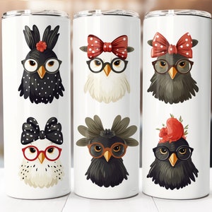 Cute Chicken Tumbler Wrap, 20oz Skinny Tumbler Digital Download PNG, Chicken Sublimation Design, Seamless