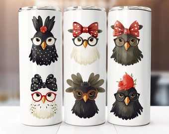 Schattige kip Tumbler Wrap, 20oz Skinny Tumbler Digitale Download PNG, Kip Sublimatie Design, Naadloos