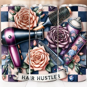 Seamless Hair Stylist Tumbler Wrap, 20oz Skinny Tumbler Digital Download PNG, Hair Stylist Sublimation Design, Hair Hustler