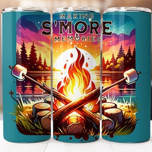 Camping Sublimation Design, 20oz Skinny Tumbler Digital Download PNG, Camping Tumbler Wrap