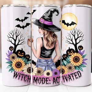 Halloween Witch Tumbler Wrap, 20oz Skinny Tumbler Digital Download Halloween Sublimation Design Witchy Vibes Spooky Season Tumbler Wrap