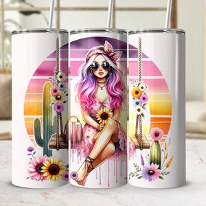 Groovy Hippie Sublimation Design, 20oz Skinny Digital Download PNG, Tumbler Wrap