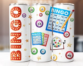 Bingo Sublimation Design, 20oz Skinny Tumbler Digital Download PNG, Seamless Tumbler Wrap