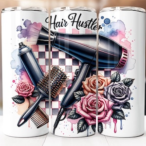 Seamless Hair Stylist Tumbler Wrap, 20oz Skinny Tumbler Digital Download PNG, Hair Stylist Sublimation Design