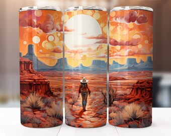 Western Cowgirl Sublimation Design, 20oz Skinny Tumbler Digital Download PNG, Western Tumbler Wrap