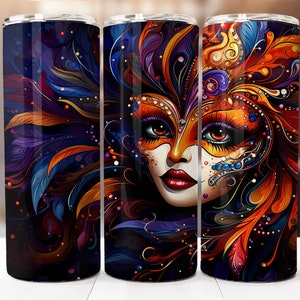 Mardi Gras Sublimation Design, 20oz Skinny Tumbler Digital Download PNG, Tumbler Wrap