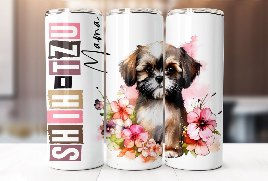 Shih Tzu Sublimation Design, 20oz Skinny Tumbler Digital Download PNG ...