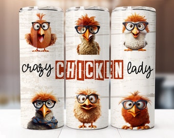 20 Oz Skinny Tumbler Crazy Chicken Lady Weathered Wood Chickens ...